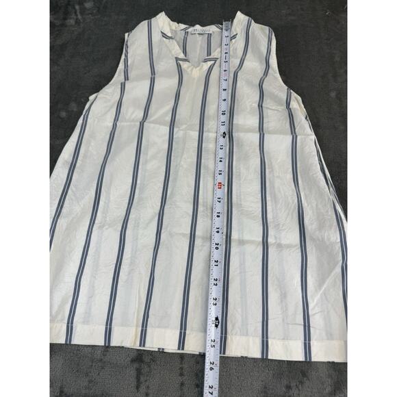 Brunello Cucinelli Silk Striped Sleeveless Blouse Top White Blue M Italy V-neck - Picture 10 of 14